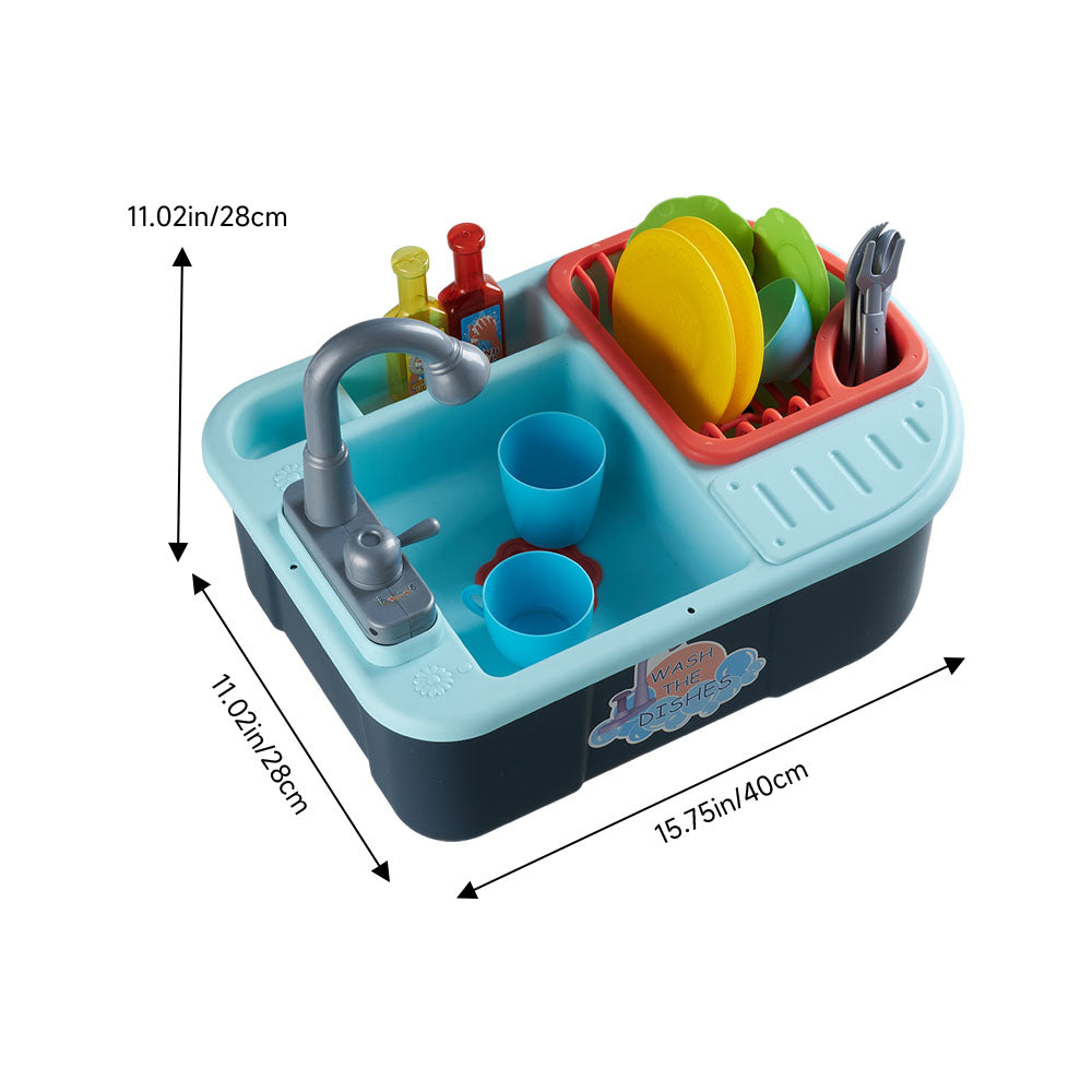 Electric Dishwasher Play Sink Toy Set With Running Water | Blue