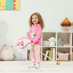 Stick Horse With Wood Wheels, Pony Neighing And Galloping Sounds | White