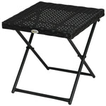 Folding Rattan Coffee Table W/ Steel Frame Bistro Garden | Black