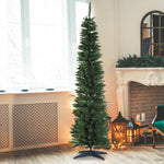 5/6/7ft Pencil Artificial Christmas Tree Green/white | 7ft | Green