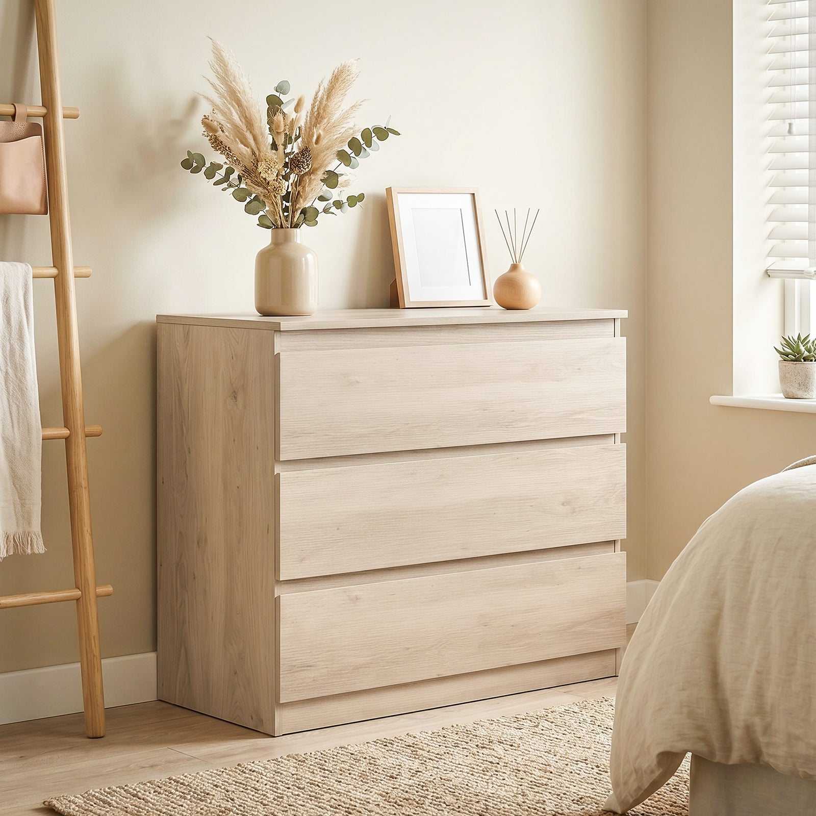 HOMCOM 3-drawer Storage Organiser Unit For Living Room, Oak