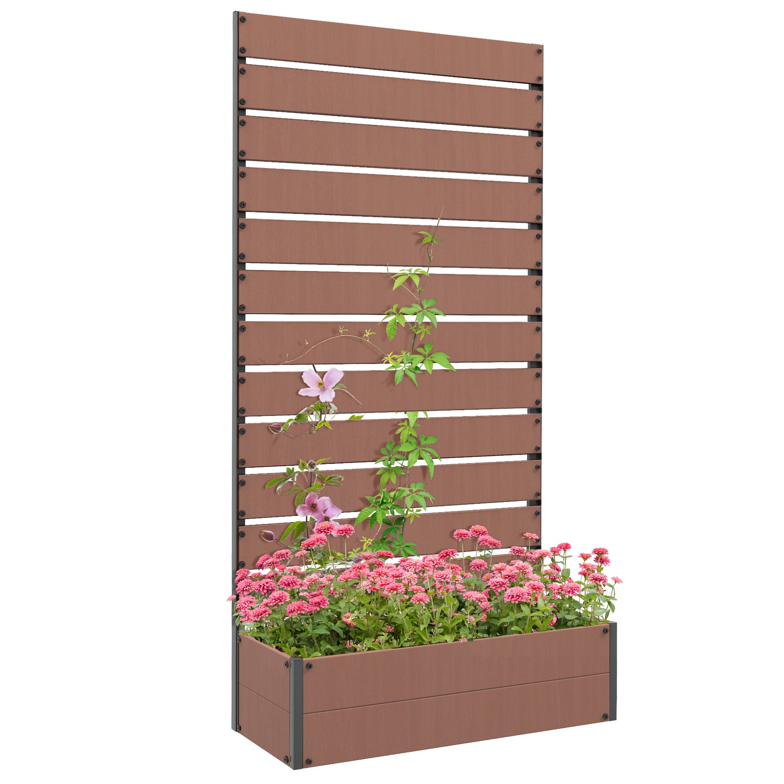 Garden Planter With Trellis For Climbing Plants | Brown