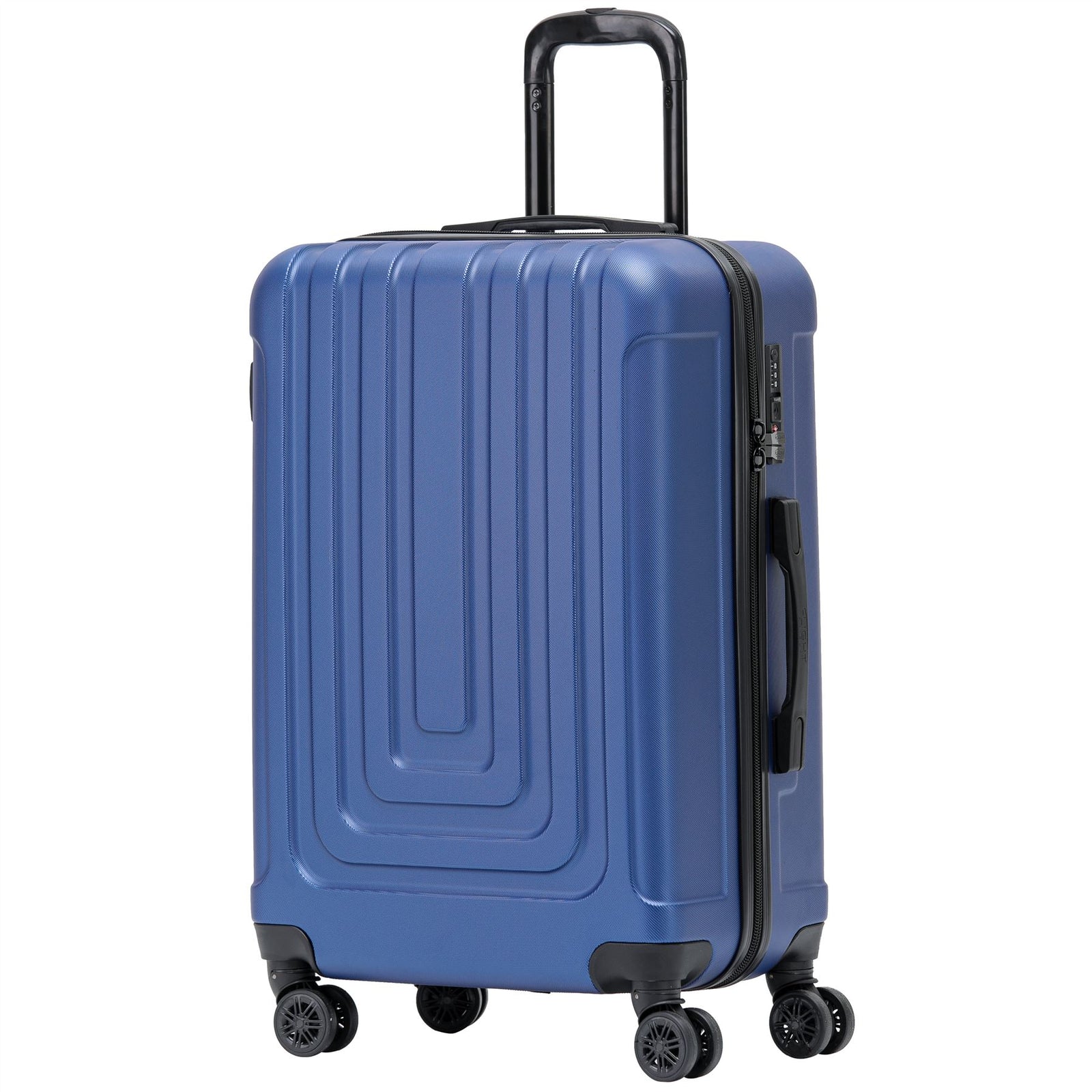 Medium 26" Hard Shell Check In Suitcase 8 Spinner Wheels Hold Luggage | Medium | Navy Blue