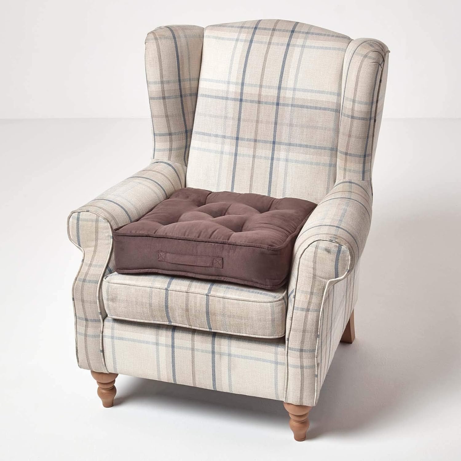 Faux Suede Armchair Booster Cushion | 50cm x 50cm | Chocolate