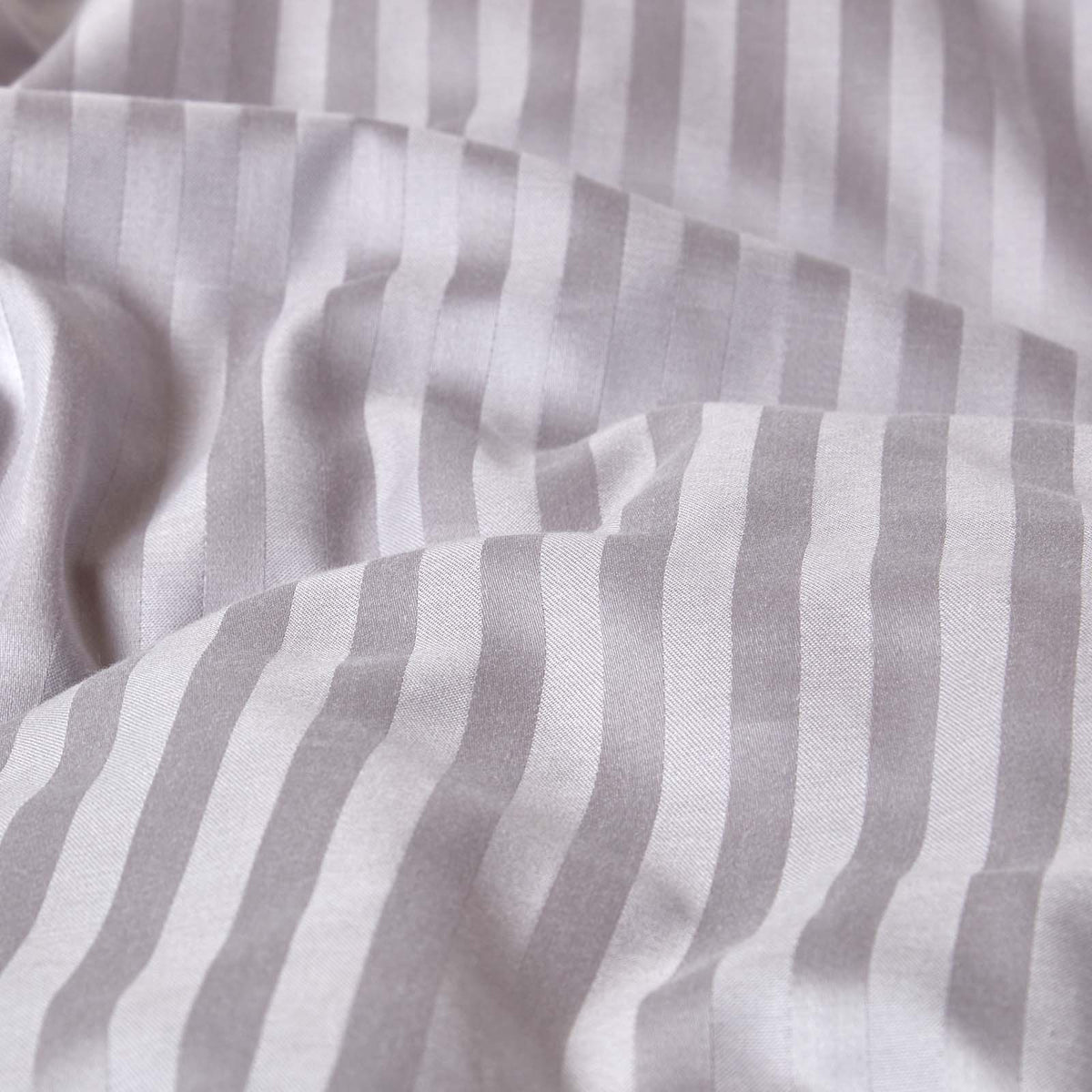 Egyptian Cotton Stripe Duvet Cover With Pillowcase, 330 Tc | Single | Grey