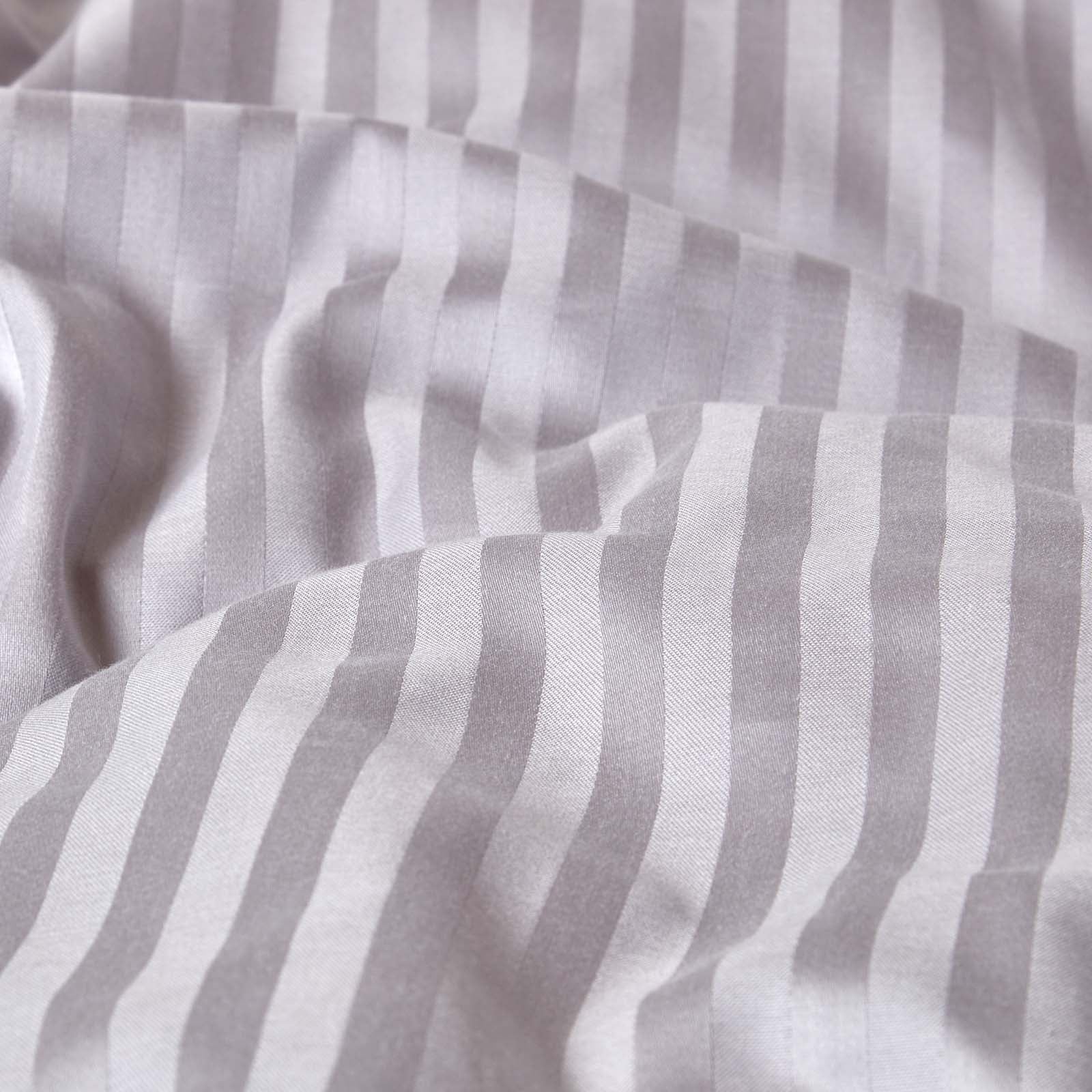 Egyptian Cotton Stripe Duvet Cover With Pillowcase, 330 Tc | King | Grey
