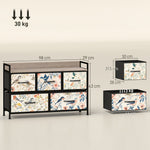 5-drawer Chest Of Drawers, Fabric Dresser With Open Shelf | White
