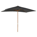 Wooden Garden Parasol Sun Shade Outdoor Umbrella Canopy | Dark Gray