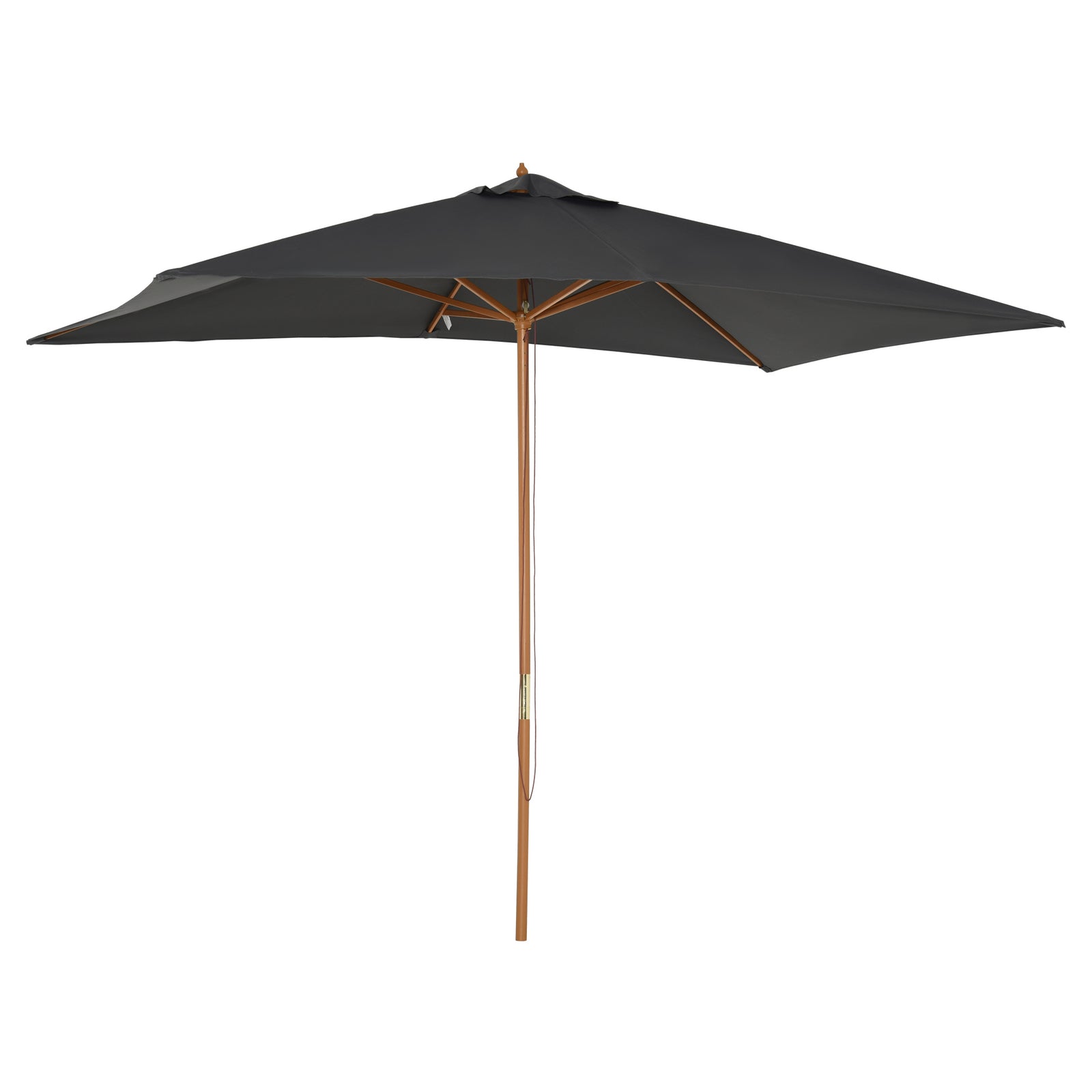 Wooden Garden Parasol Sun Shade Outdoor Umbrella Canopy | Dark Gray