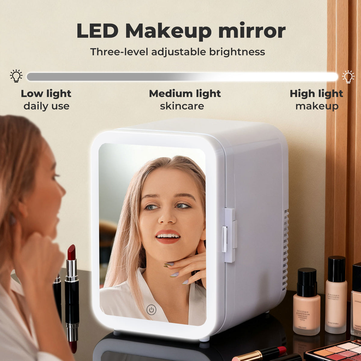 Spector Mini Fridge Portable Cooler Warmer With Mirror 5l For Bedroom Office Car