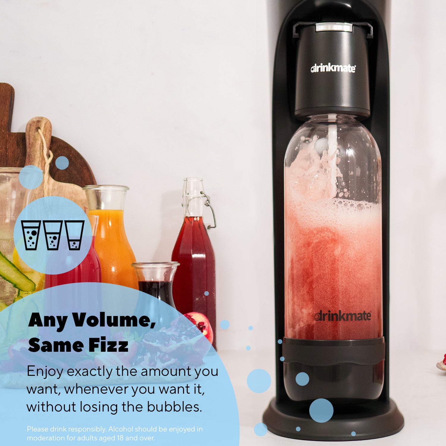 Omnifizz Soda Maker, Sparkling Water Maker, Machine Only | Blue
