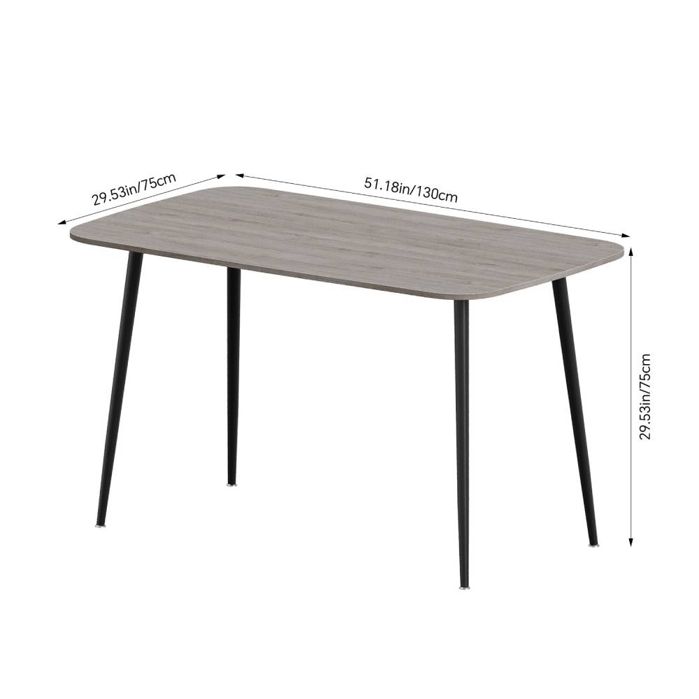 130cm W X 75cm D X 75cm H Modern Dining Table With BrownTabletop & Metal Legs