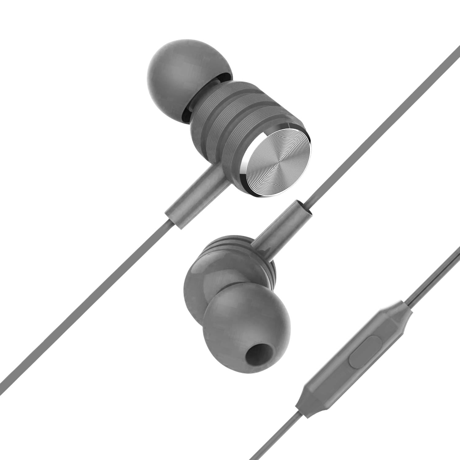 Bass Enhancement One-touch Remote, Stereo Earphones | Gray