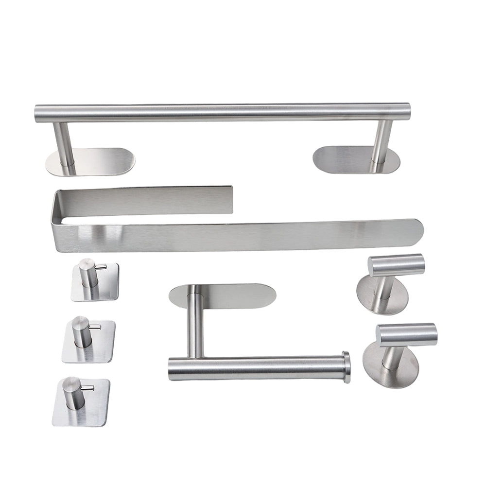 8-piece 304 Stainless Steel Bathroom Hardware Set | Silver