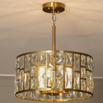 HOMCOM Modern Flush Mount Ceiling Light, Crystal Chandelier For Living Room