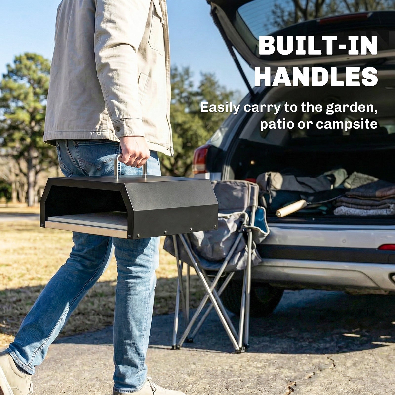 Outsunny 3 In 1 Portable Wood Fired Outdoor Pizza Oven With Handles