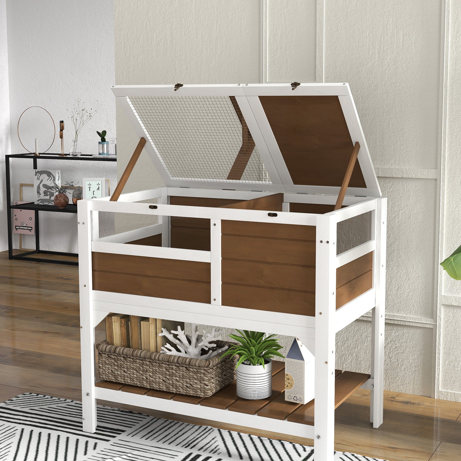Wooden Tortoise House W/ Run, Shelter, Shelf, Lamp Holder