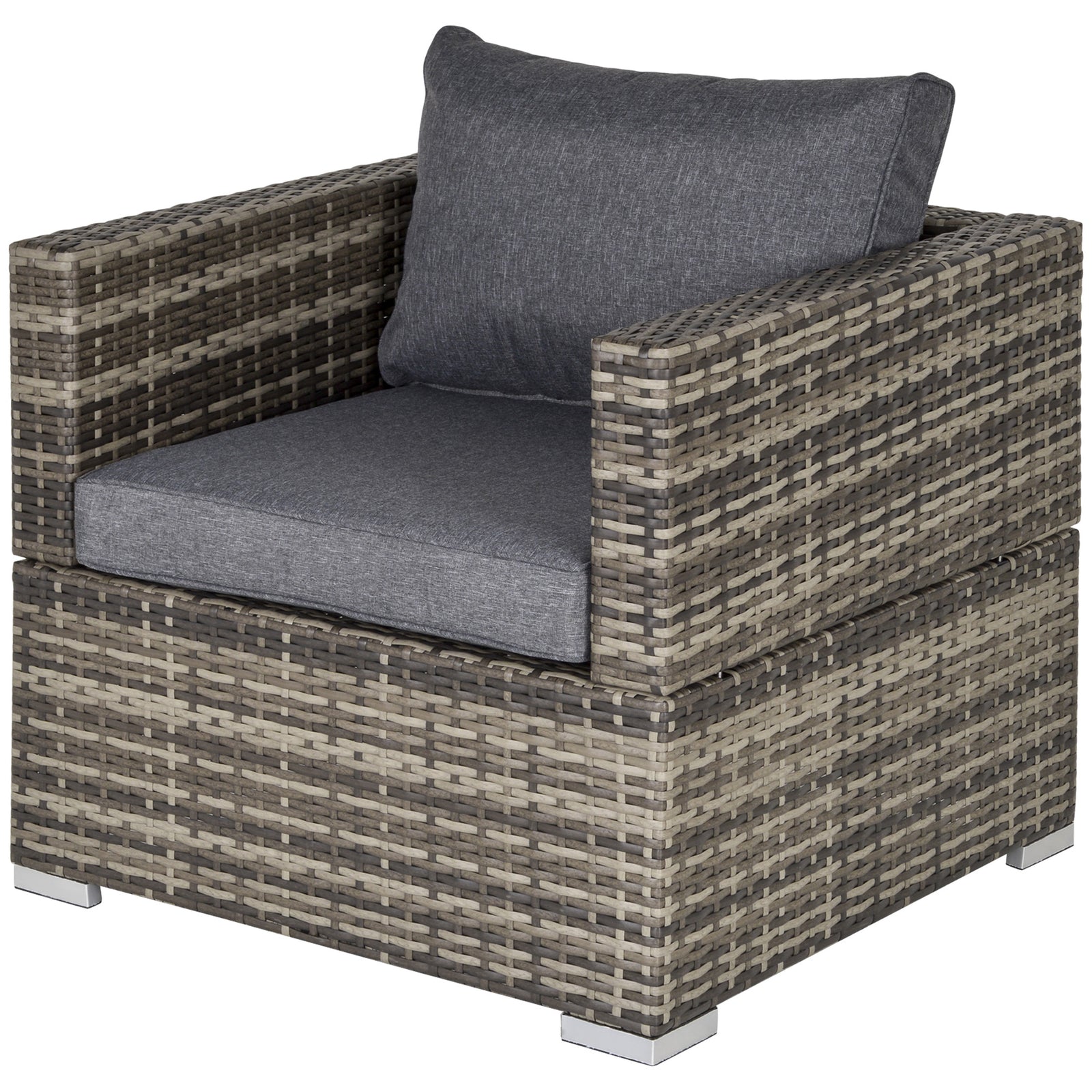 Outdoor Single Wicker Furniture Sofa W/padded Cushion Garden | Dark Gray
