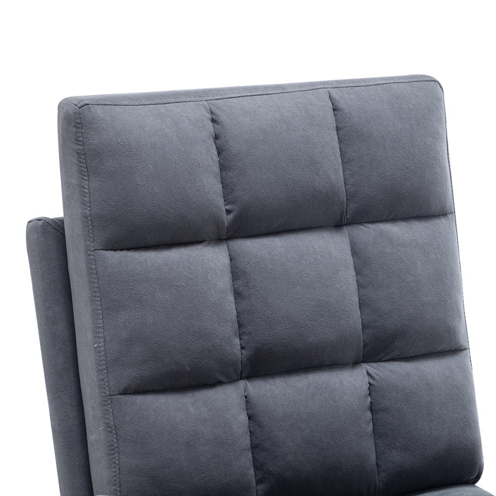 Frosted Velvet Armchair With Footstool Set– Adjustable 110°-180° Recline, Cozy Upholstered Chair With Metal Legs, Ergonomic Comfort | Grey