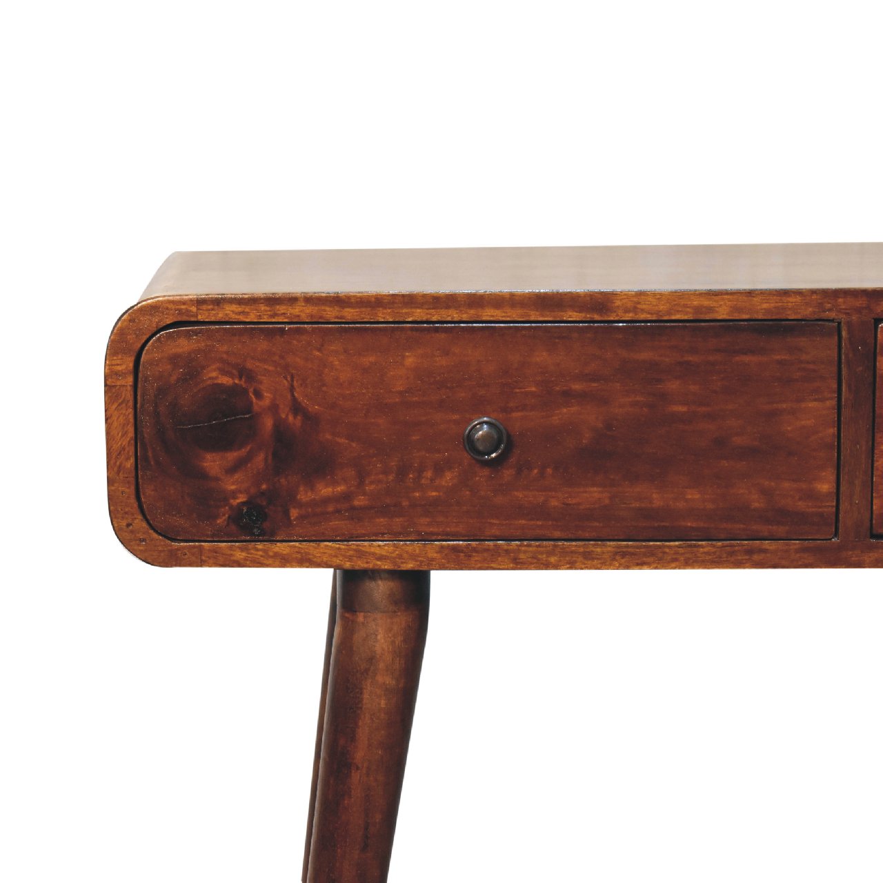 Solid Mango Wood Chestnut Curved Hallway Table