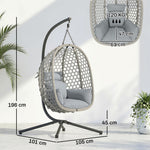 Hanging Egg Chair, Rattan Swing Chair With Stand | Light Grey