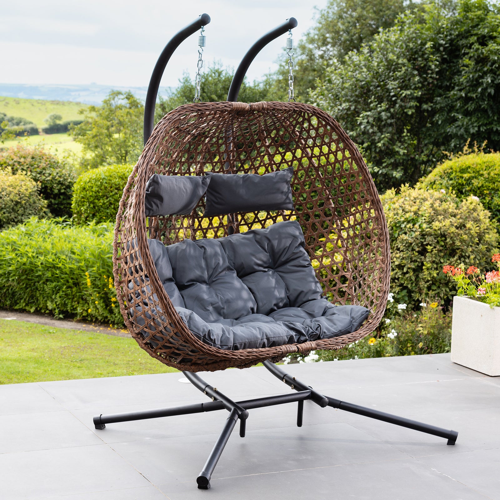 Garton Swinging Double Garden Seat | Dark Gray
