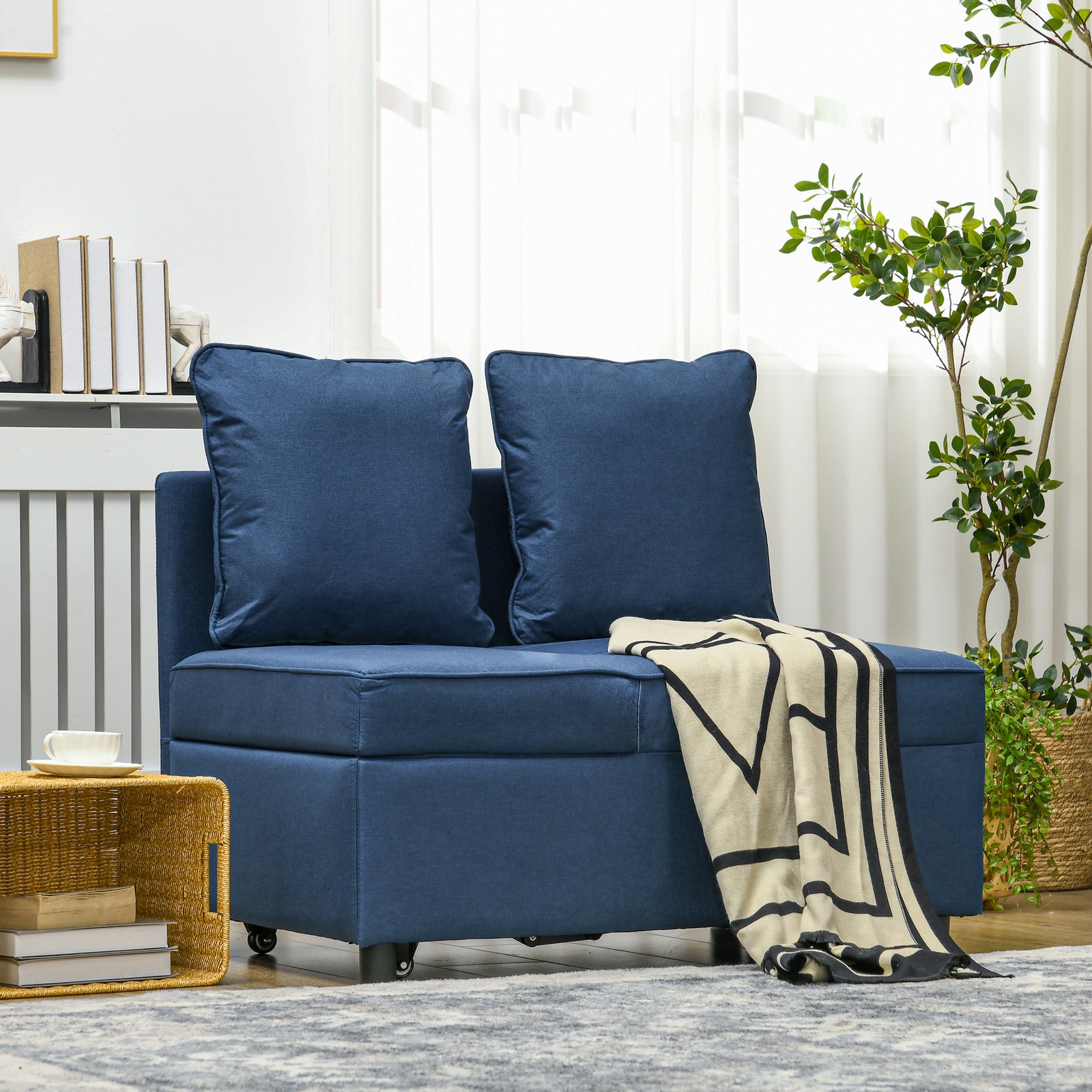Folding Sleeper Sofa Bed Chair With Pillows Pocket | One Size | Blue