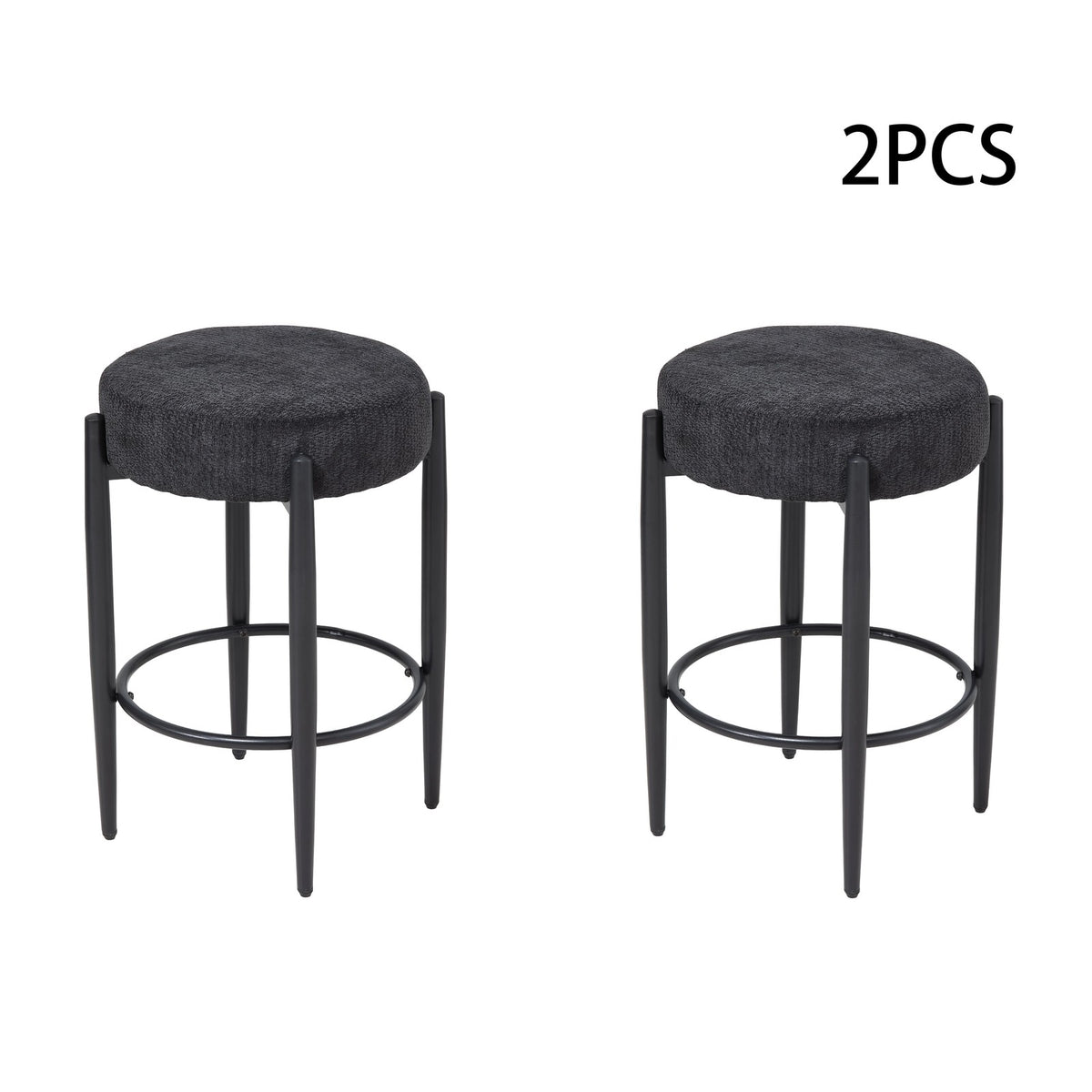Breeins Set Of 2 Modern Chenille Bar Stool With Footrest