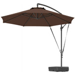 Garden Cantilever Parasol W/ Cover Weighted Base Wind Strap | Brown
