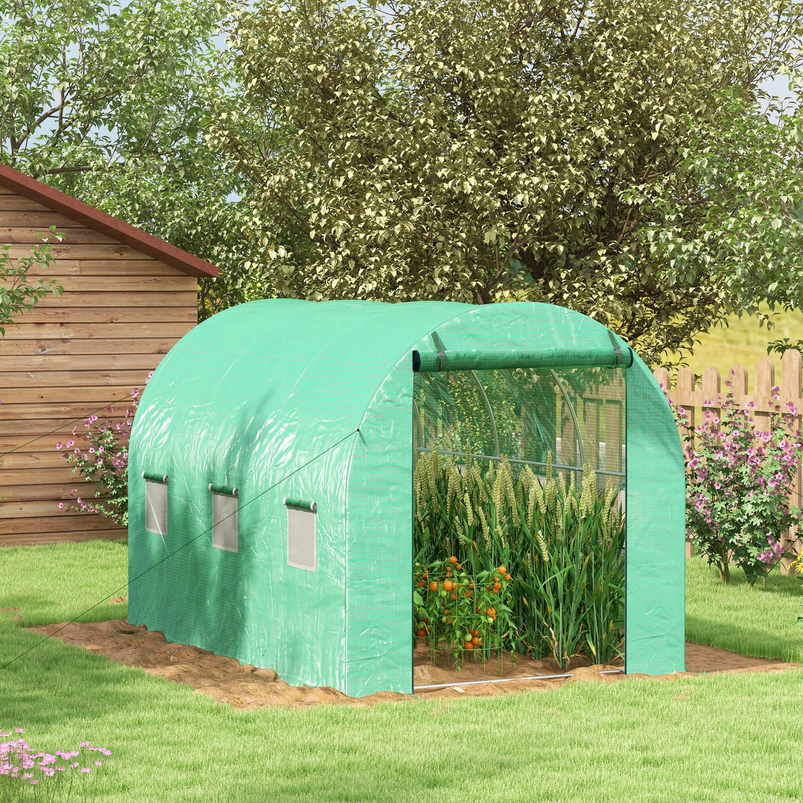 3x2m Polytunnel Greenhouse W/ Sprinkler System | Small | Green