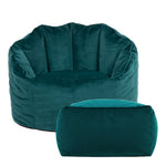 Sirena Scallop Chair Bean Bag & Footstool | Teal