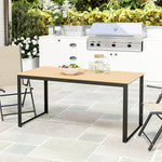 Garden Table For 6 People W/ Slatted Table Top, Metal