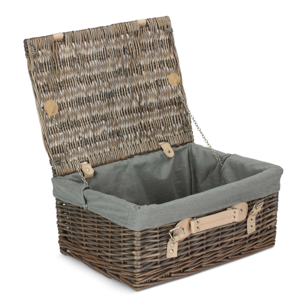 Wicker 40cm Antique Wash Picnic Basket | Dark Gray