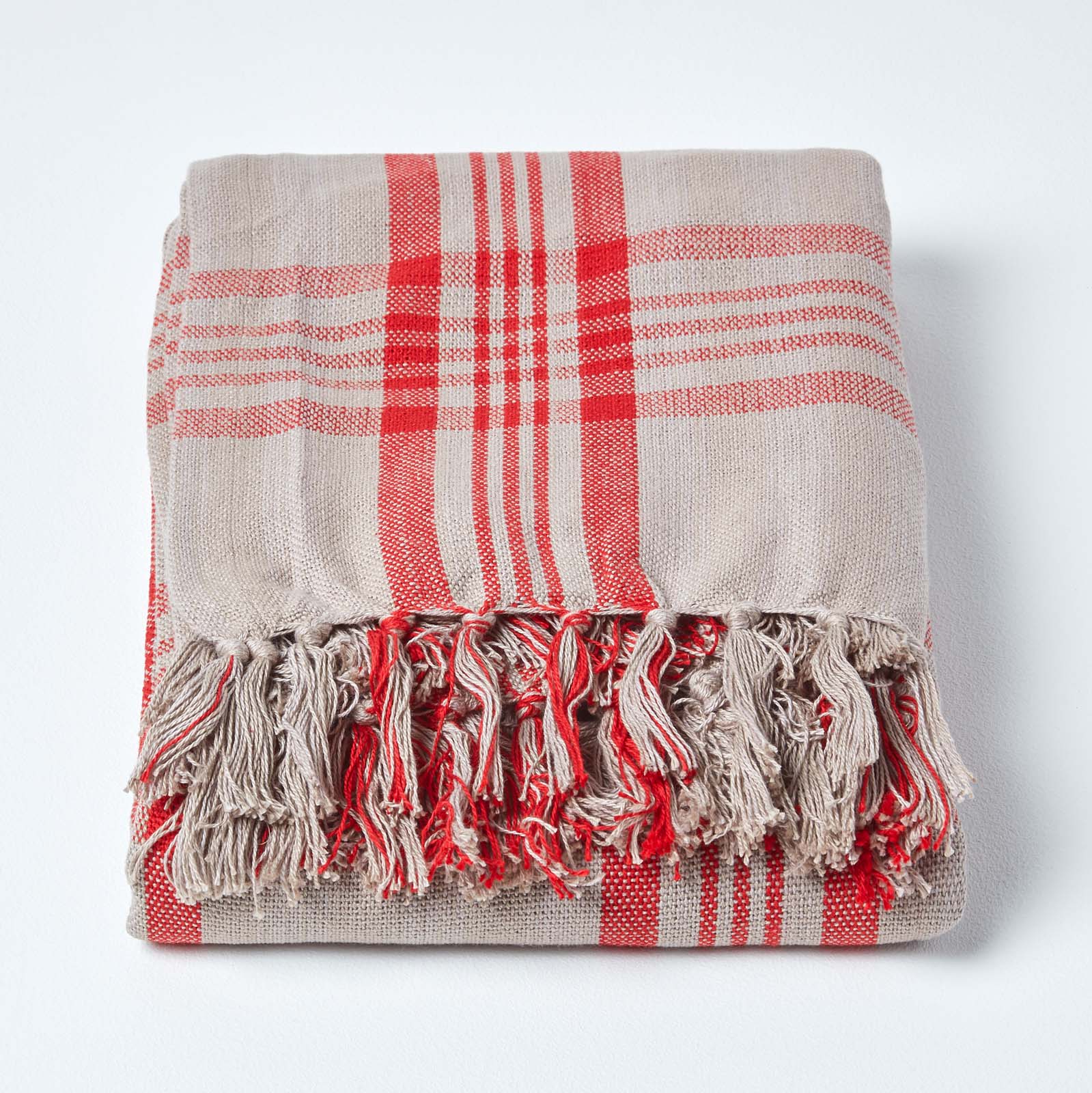 Tartan Check Sofa And Bed Throw | 255cm x 360cm | Grey & Red