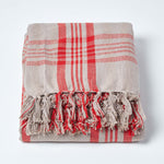 Tartan Check Sofa And Bed Throw | 150cm x 200cm | Grey & Red