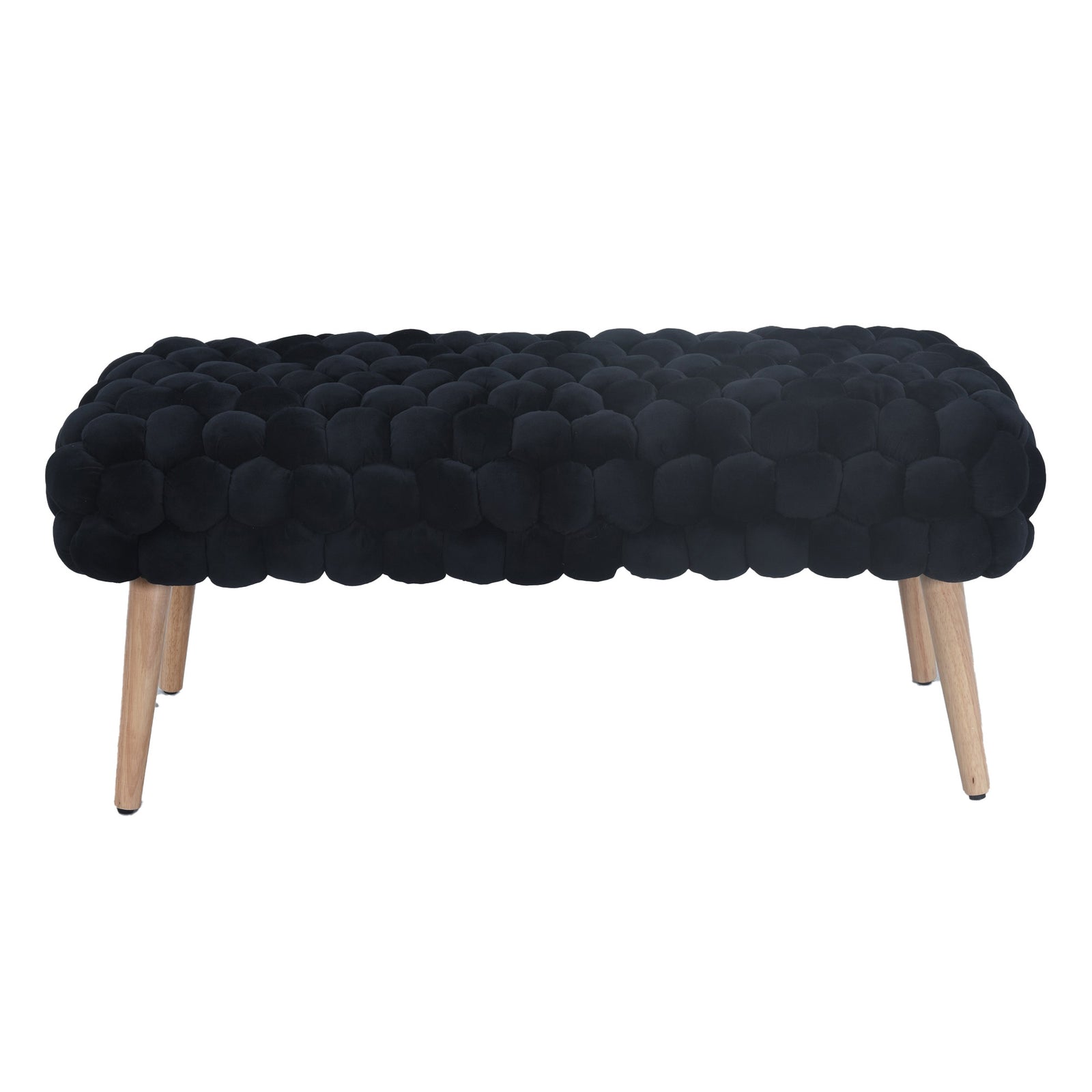 Cushla Bubbly Velvet Large Footstool | Black