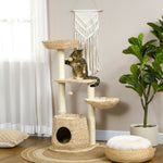 Cat Tree Activity Centre With Cattail Fluff Bed House Sisal Post Ball