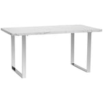 Modern Dining Table With Marble Effect Top Steel Legs