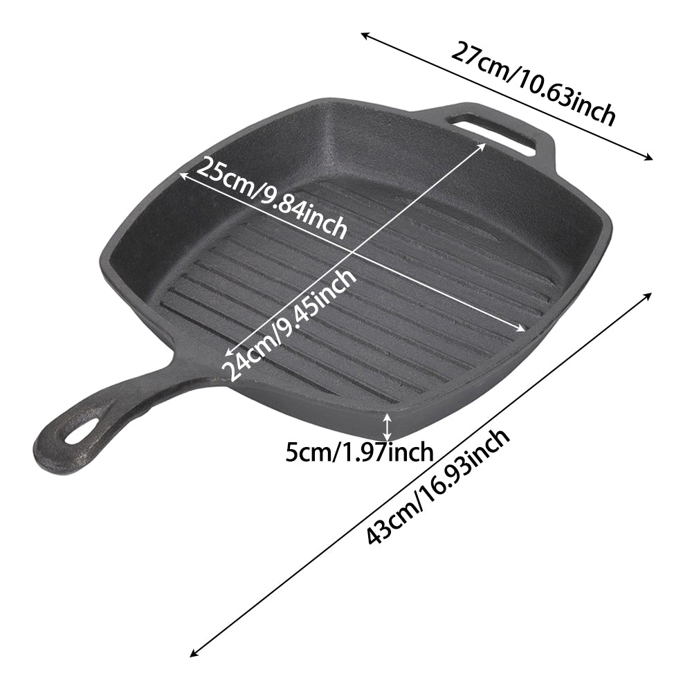 25cm W X 24cm D Rectangular Cast Iron Grill Pan