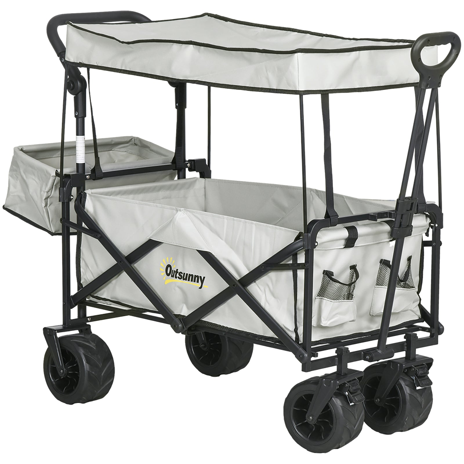 Trolley Cart Storage Wagon With Handle, Canopy Black