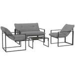 4-piece Grey Garden Sofa Set With Table