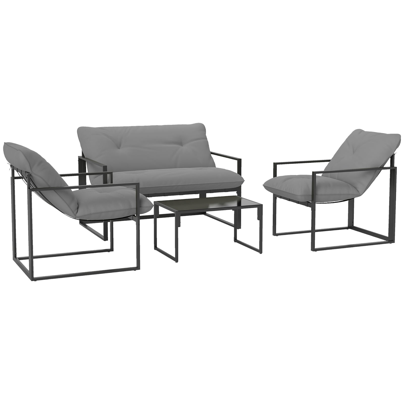 4-piece Grey Garden Sofa Set With Table
