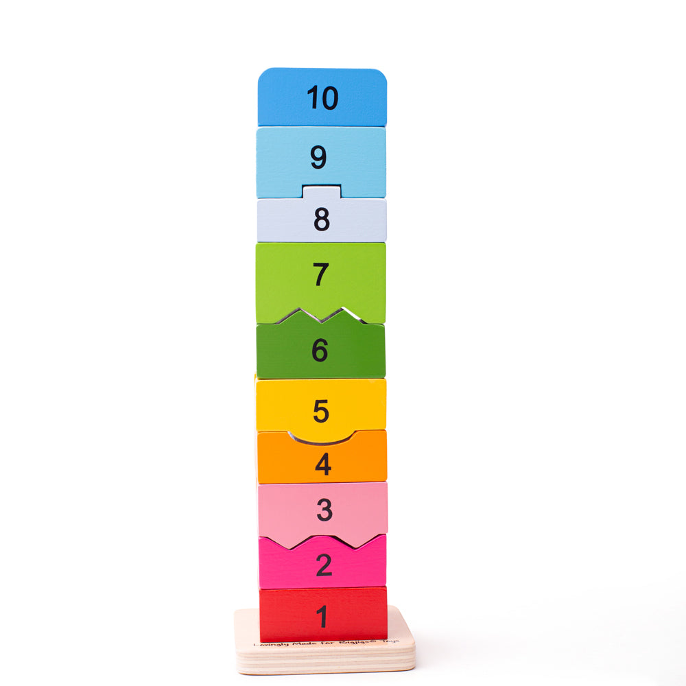 Wooden Number Tower Game, Includes 11 Play Pieces