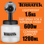 Electric Paint Sprayer 600w, Hvlp Hand Held Fence Spray Gun 1200ml Container