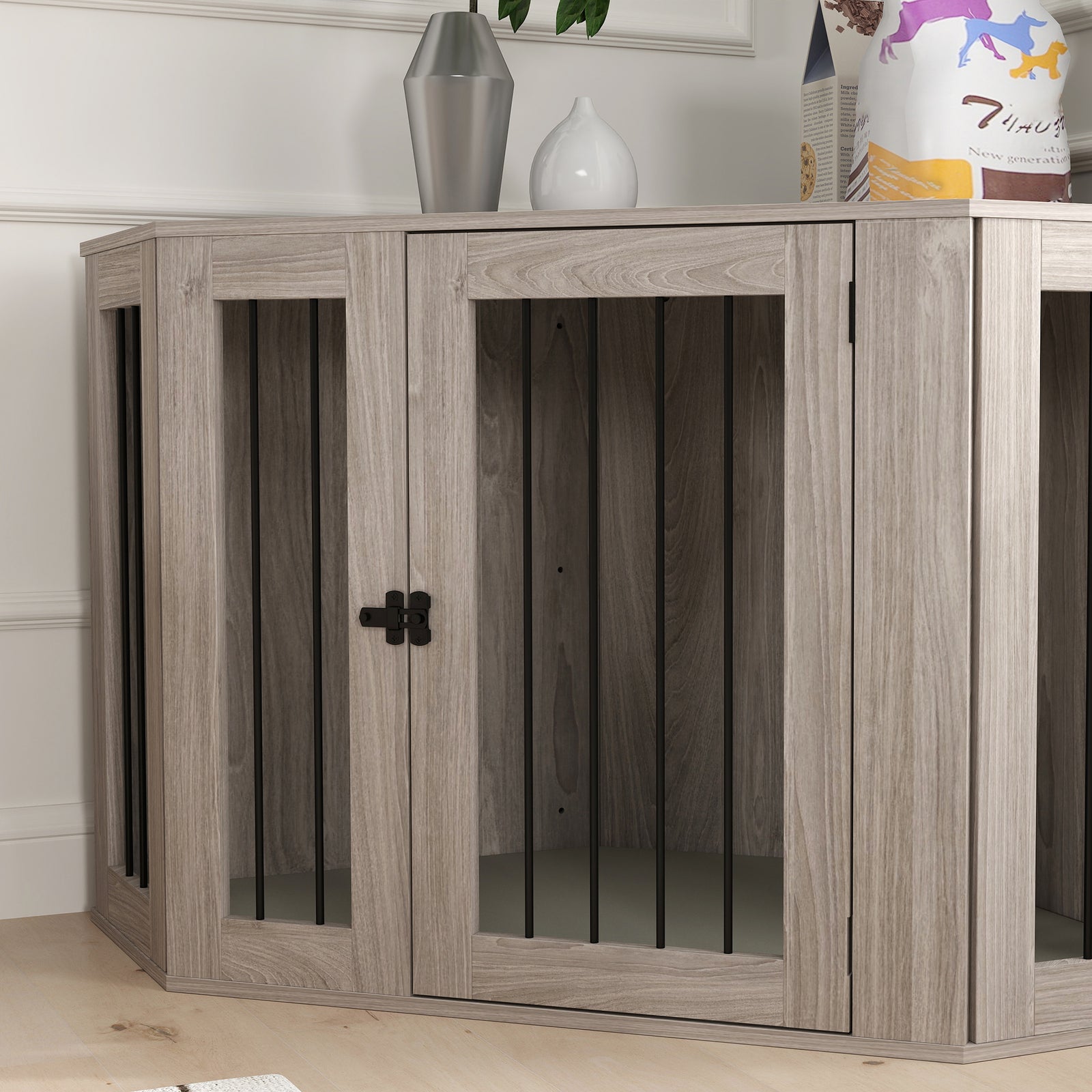 Dog Crate W/ Cushion, Door - Large Dogs | Brown