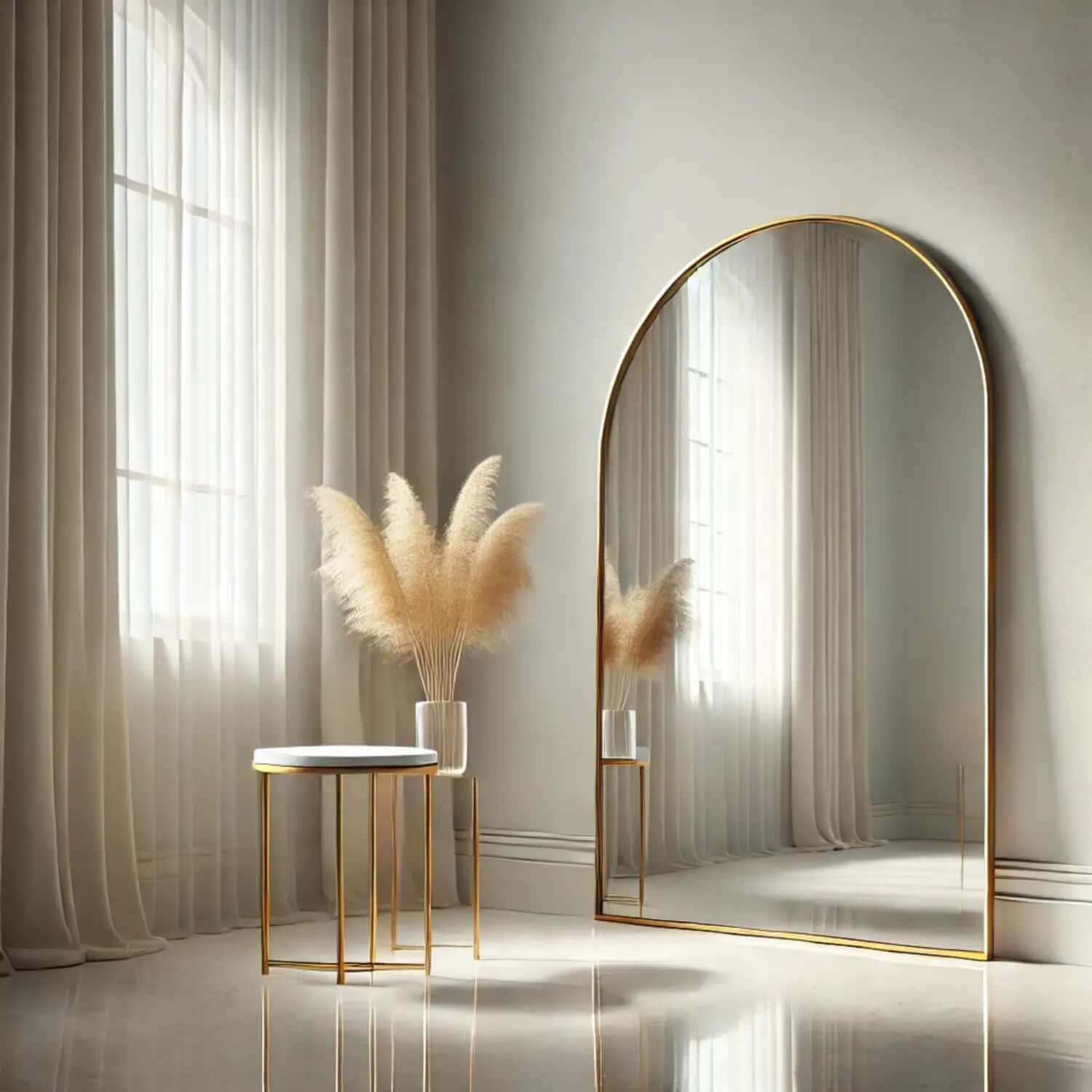 Akiko - Gold Metal Arched Mirror | 180cm x 90cm