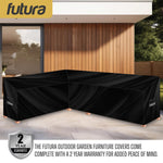 Premium L Shaped Waterproof Garden Furniture Cover, Outdoor Patio Weatherproof Rattan Sofa Guard | 222 x 286 x 80cm | Black