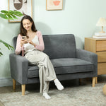 2 Seater Sofa, Velvet-feel Upholstered Loveseat For Small Space | Grey
