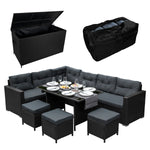 Rattan Corner Set & Cushion Storage Box | Black