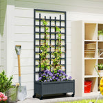 Wooden Trellis Planter Raised Garden Bed With Wheels Grey